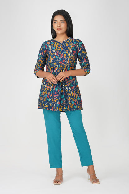 Riya Ethnic Top with Zari - Blue