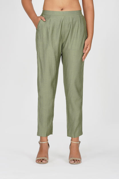 Laila Co-ord Set – Sage Green Floral Jacket Style Top with Solid Pants (2-Piece Set)