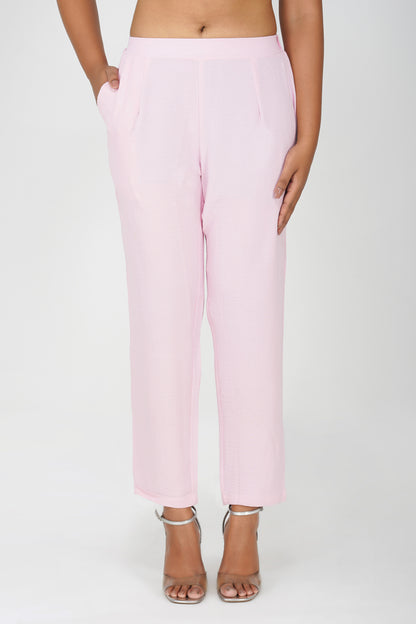 Pink Swarovski Printed Tunic Set – Casual Co-ord with Straight Pants