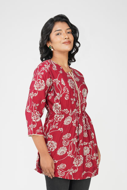 Naaz Ethnic Peplum Top with Sequin Work - Maroon