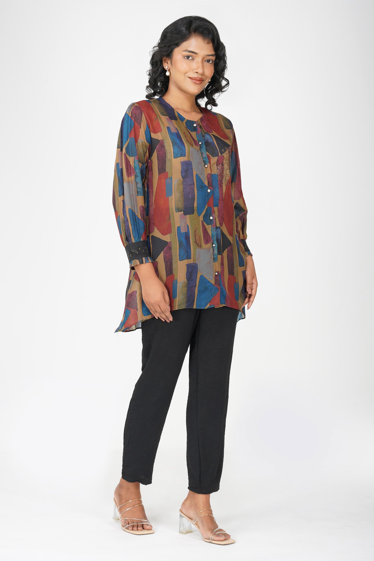 Swarovski Stone Printed Tunic with Pant Co-ords