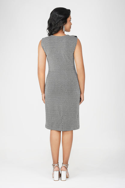 Metallic Ruffle Body-con Dress Silver Diamonds