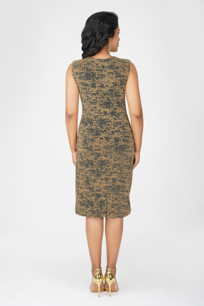 Metallic Ruffle Body-con Dress Forest Green