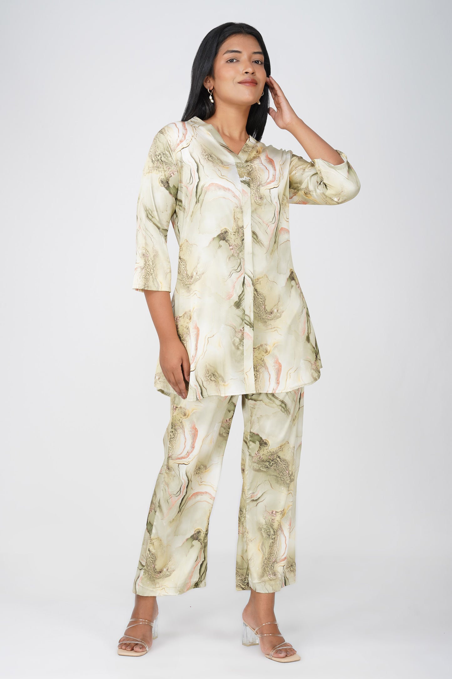 Marbling Handwork Latkan Co-ord Set