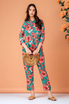 Green Floral Shirt Co-ord Set – Bold Print Top & Relaxed Pants