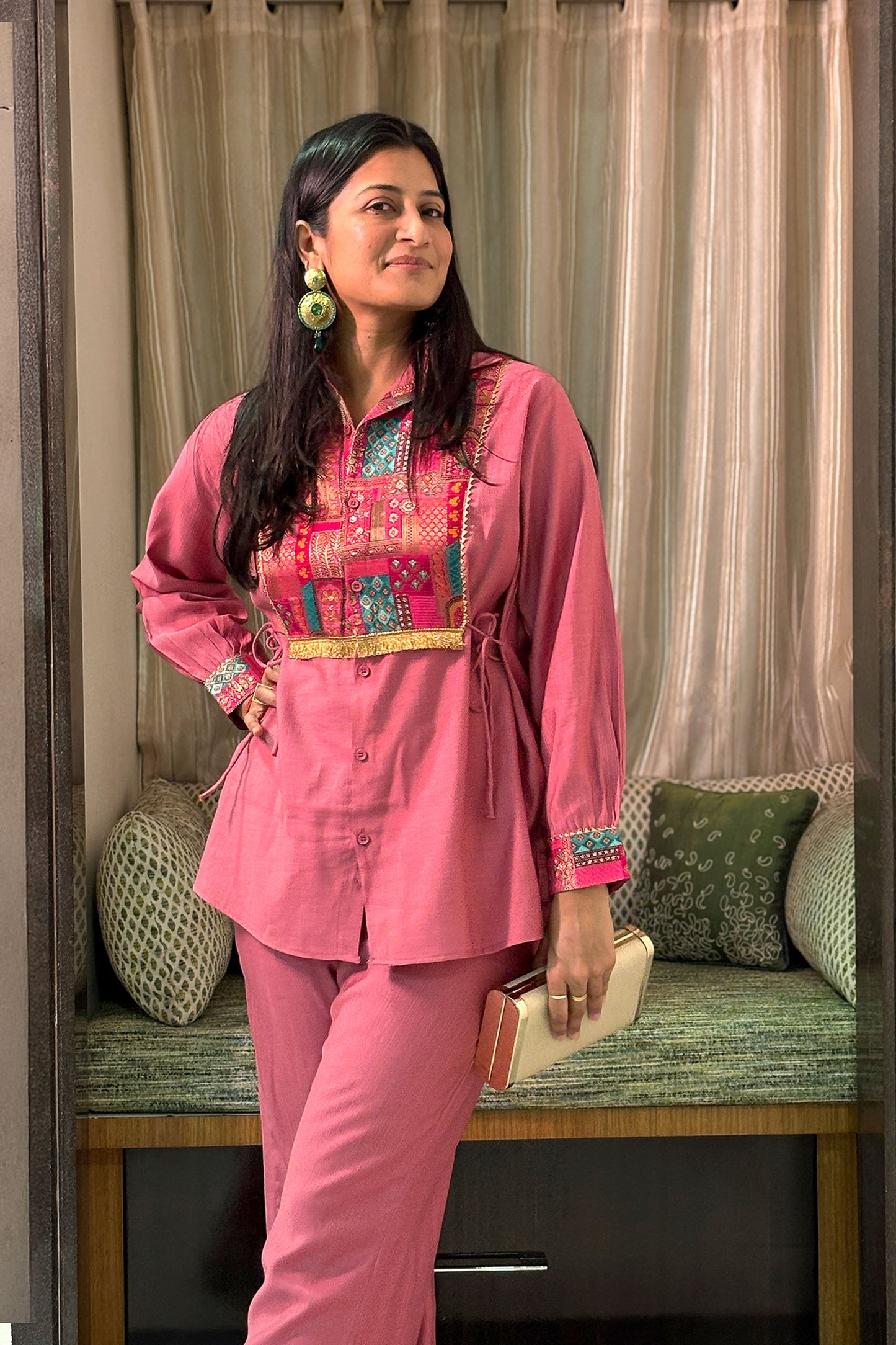 Rose Reverie – Festive Shirt Co-ord Set