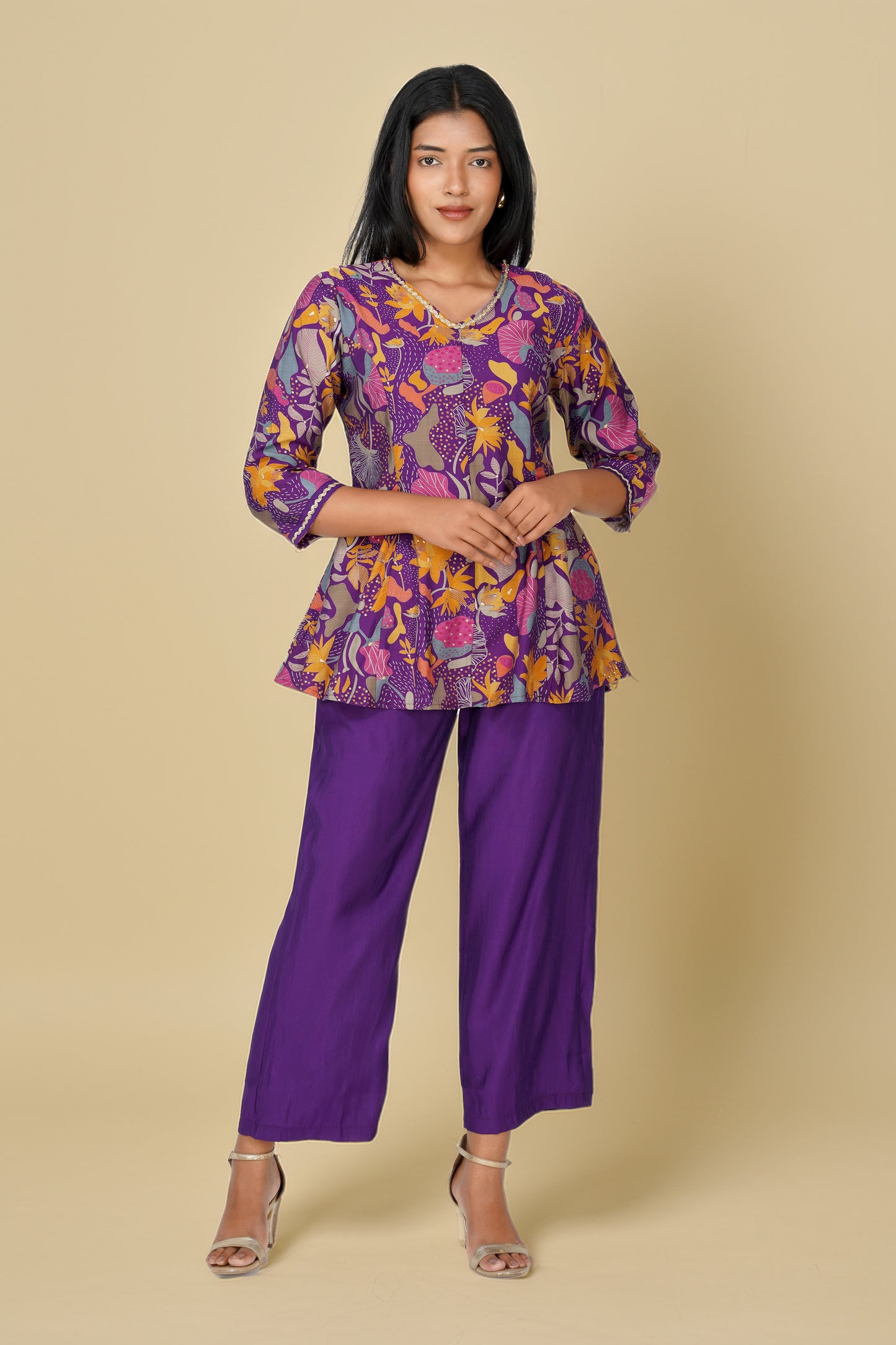 Kali Peplum Festive Co-ord with Solid Pants