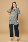 Kulfi Co-ord Set – Black Paisley Kaftan with Pearl Detail & Solid Pants (2-Piece Set)