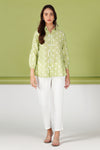 Pastel Green Tie-Up Floral Shirt Co-ord – with White Pants