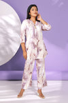 Marbling Co-ord Set – Lavender Marbling Print with Handwork Latkan