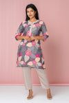 Grey Illustration Kurta Co-ord Set & Polka Dot Pants