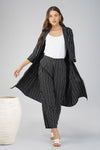 Raahi Black Jacket Co-ord Set – 3-Piece with Spaghetti Top & Striped Flared Pants